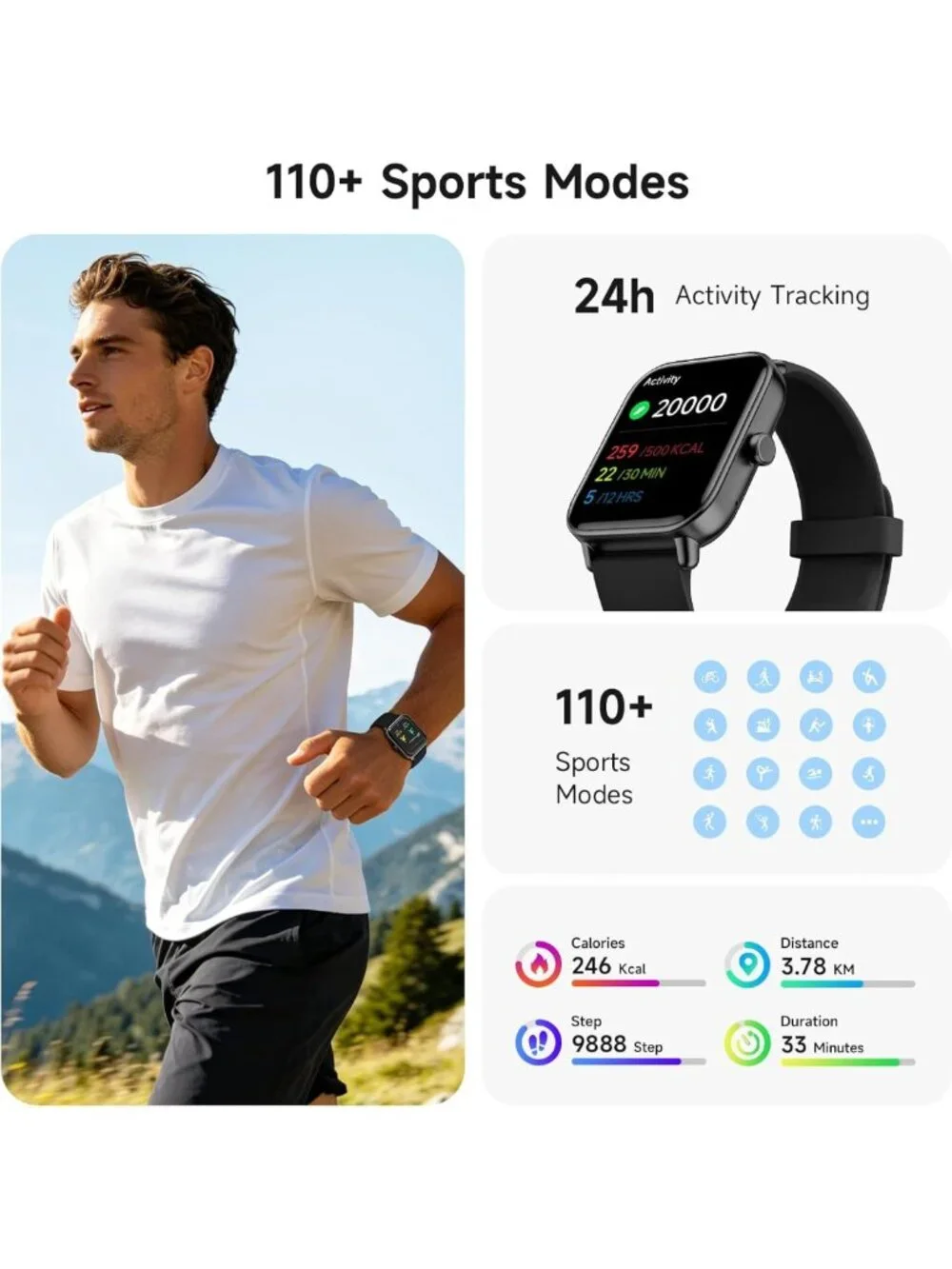 Men's Smart Watch 1.85'' AMOLED Display, Alexa Built-in, Fitness Tracker